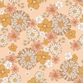 Flower Power- Beige- Large- 17”x17”