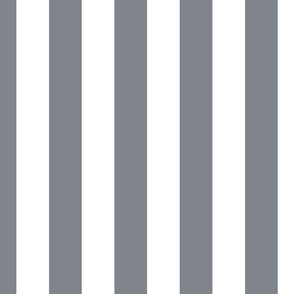 Grey Blue and White Vertical 2 inch French Provincial Cabana Stripe