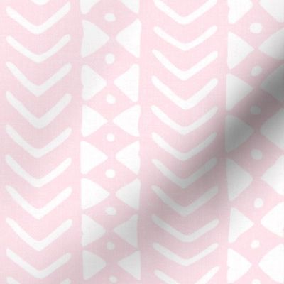 mud cloth  arrows and triangles light pink white