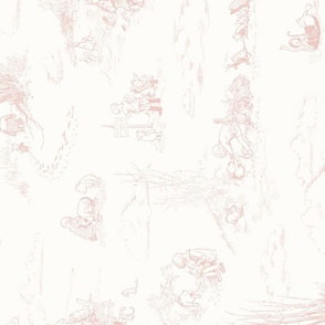 Horizontal Winnie-the-Pooh Toile in Blush Pink 