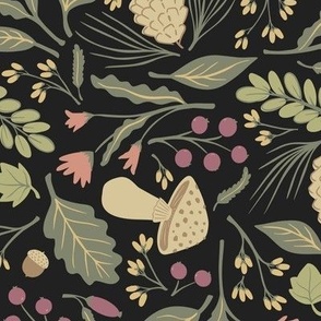 Forest Gifts Fall Floral | Midnight Black | Woodland