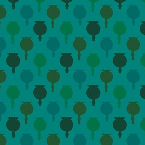 Polka poppy pods - teal