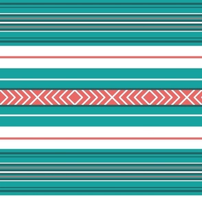  Mexican  blanket - teal with peach