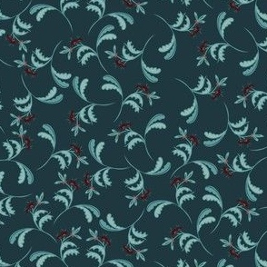 Berry and Floral-teal and red on navy (medium)