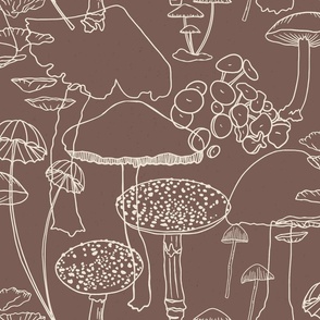 Sketchy Mushrooms on Brown