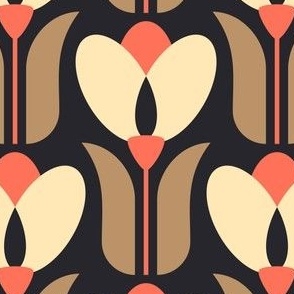 2862 D Medium - retro tulips