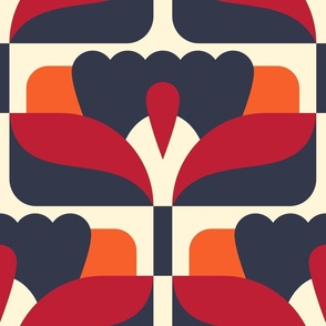 2864 A Extra Large - midcentury floral tiles