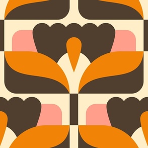 2864 C Extra Large - midcentury floral tiles