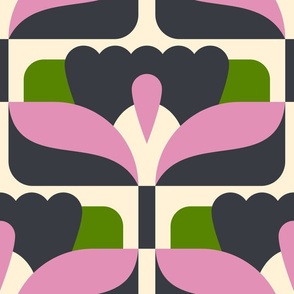 2864 D Extra Large - midcentury floral tiles