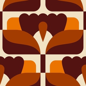 2864 F Extra Large - midcentury floral tiles