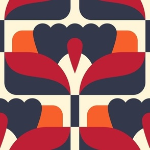 2864 A Large - midcentury floral tiles