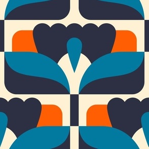 2864 B Large - midcentury floral tiles