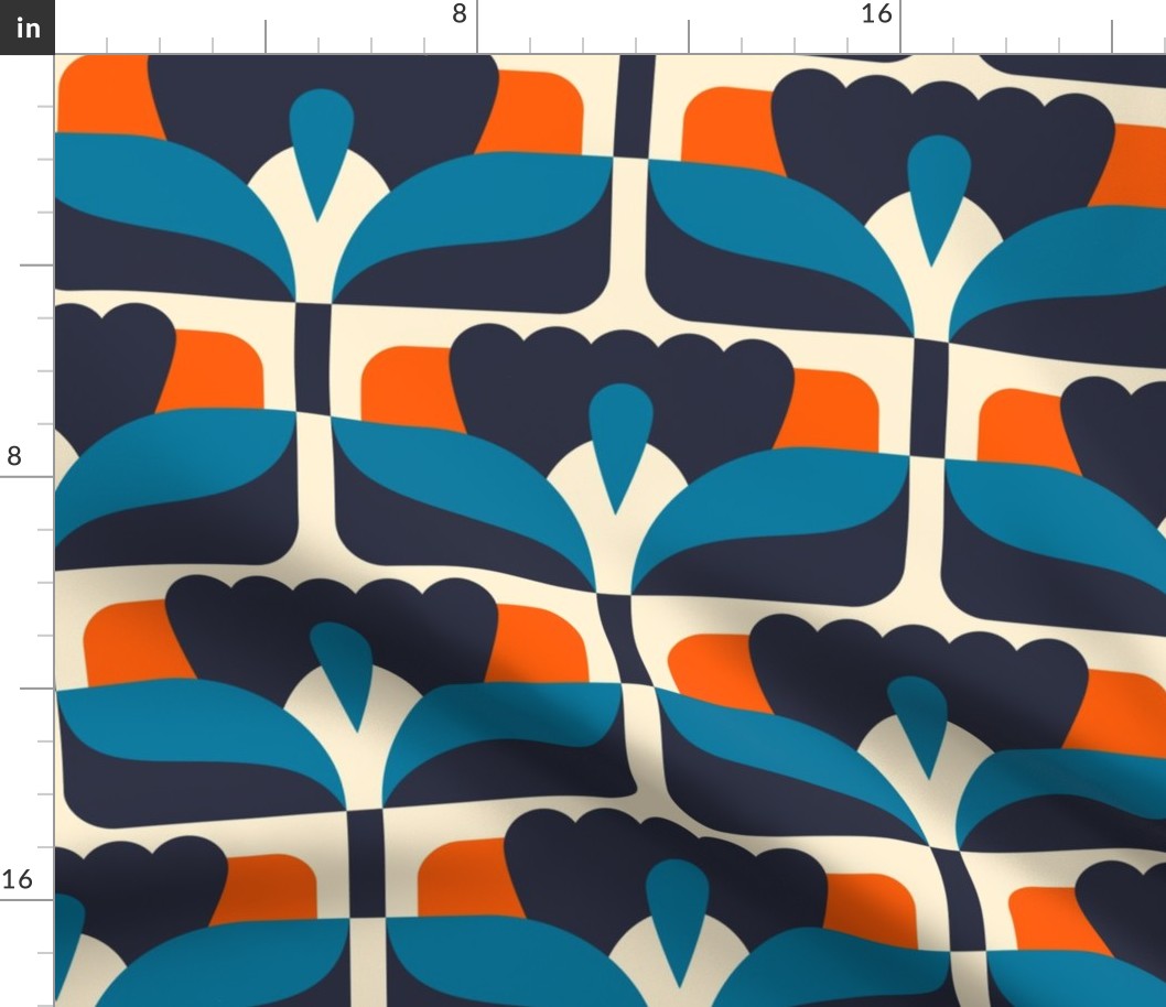 2864 B Large - midcentury floral tiles