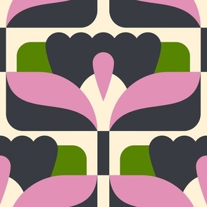 2864 D Large - midcentury floral tiles