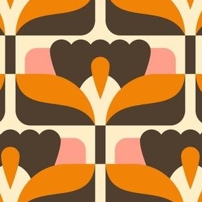 2864 C Medium - midcentury floral tiles