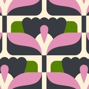 2864 D Medium - midcentury floral tiles