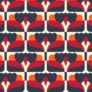 2864 A Small - midcentury floral tiles