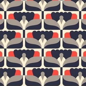 2864 E Small - midcentury floral tiles