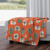 Cute Patterned gift box - teal green, off white and terracotta orange    // Big scale