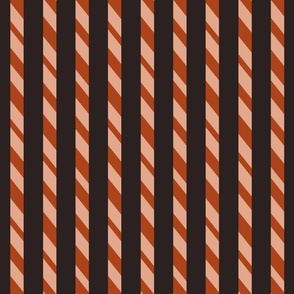 Candy cane stripes  - peach, brown and black            // Small scale