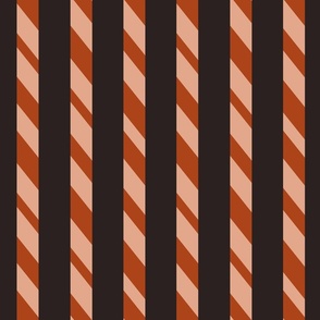 Candy cane stripes  - peach, brown and black            // Medium scale