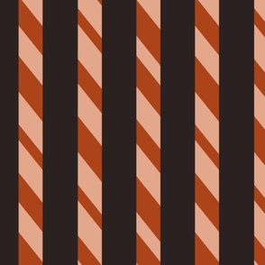 Candy cane stripes  - peach, brown and black            // Big scale