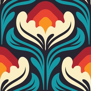 3005 A Extra large - abstract vintage blossoms