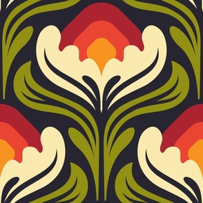 3005 B Extra large - abstract vintage blossoms