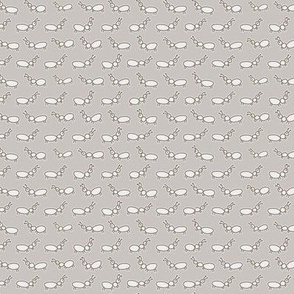 506 - Small scale cool neutral gray Ants on parade, marching in linear formation creating horizontal stripes  - for children decor, bed sheet, minky blankets, nursery wallpaper, animal cot sheets neutral unisex gender neutral