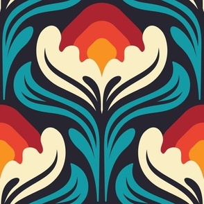 3005 A Large - abstract vintage blossoms