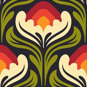 3005 B Large - abstract vintage blossoms