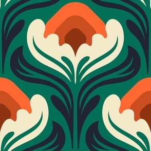 3005 C Large - abstract vintage blossoms