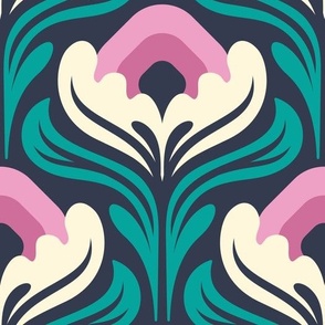 3005 D Large - abstract vintage blossoms