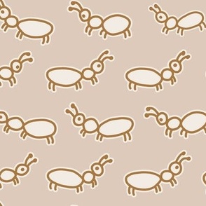 506 - Large scale quirky Ants on parade, marching in linear formation creating horizontal stripes  - for children decor, bed sheet, minky blankets, nursery wallpaper, animal cot sheets neutral unisex gender neutral