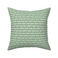 Happy new year 2024 text design basic typography design white on olive green
