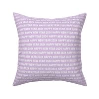 Happy new year 2024 text design basic typography design white on lilac purple