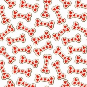 Valentine's Day dog bone cookies, hearts 5x5