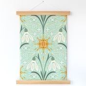 (M) the sun brings life - apricity - snowdrop in the sun with ice crystals - folk art