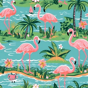 Preppy flamingos pattern 