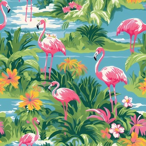 Preppy flamingos pattern 