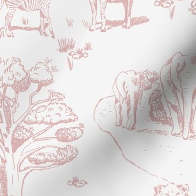large scale african wildlife safari toile // candy pink
