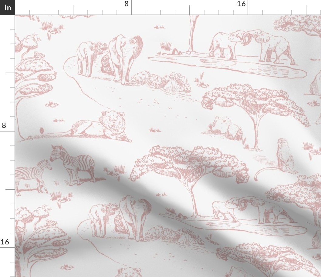 large scale african wildlife safari toile // candy pink