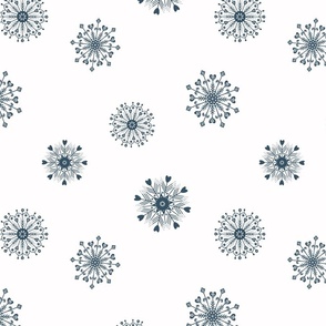Scandinavian Christmas Snowflakes, Navy Blue and White, Winter Holiday, Large