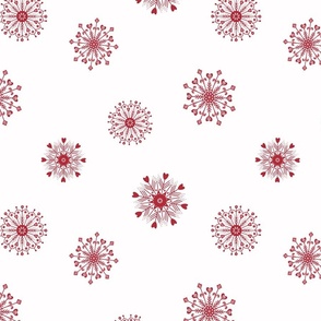Scandinavian Christmas Snowflakes, Crimson Red and White, Winter Holiday, Large