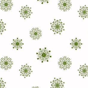 Scandinavian Christmas Snowflakes, Vintage Green and White, Winter Holiday, Large