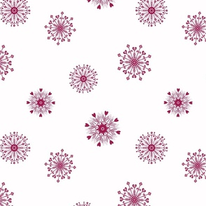 Scandinavian Christmas Snowflakes, Ruby Pink and White, Winter Holiday, large
