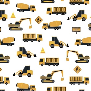 Construction cranes and trucks - Medium scale