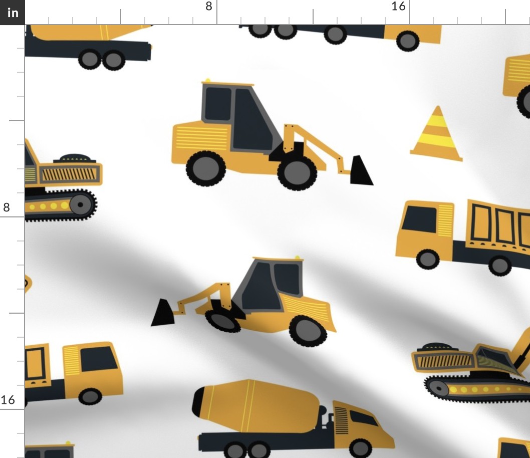 Construction cranes and trucks - Large scale