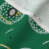 Fanciful flight - make a dandelion wish! - dark green