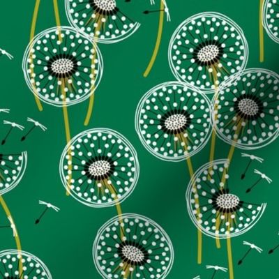 Fanciful flight - make a dandelion wish! - dark green